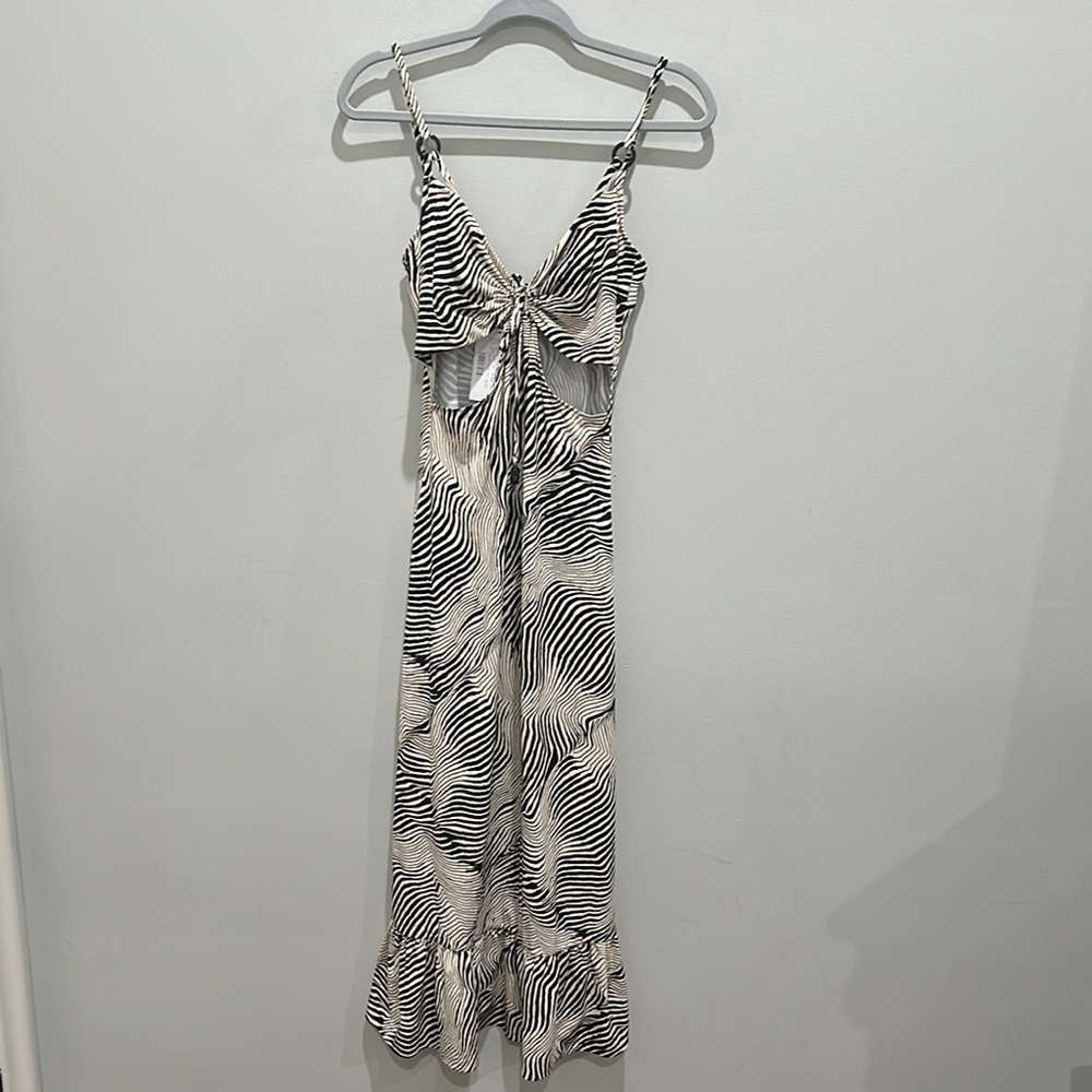 Cute Stretchy Black and White Striped Dress